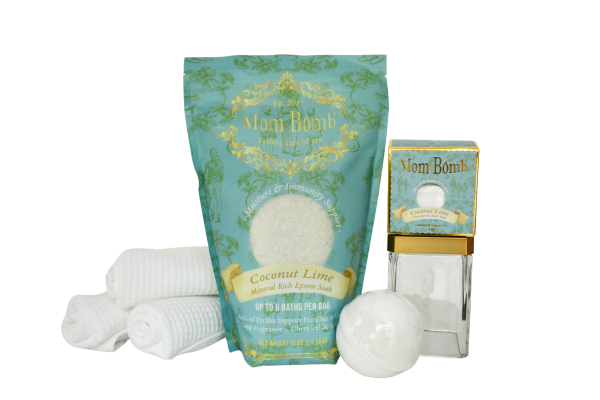 Mom Bomb Coconut Lime Bundle 7oz Bath Bomb Shower Steamer plus 3lb Bath Soak Online now
