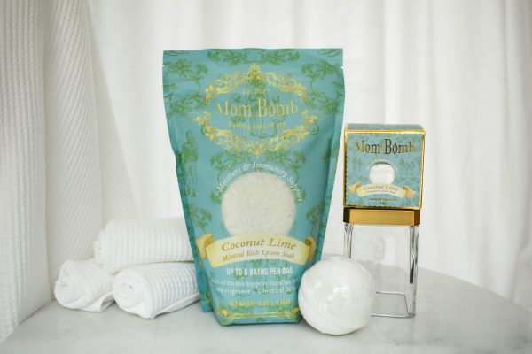 Mom Bomb Coconut Lime Bundle 7oz Bath Bomb Shower Steamer plus 3lb Bath Soak Online now - Image 2