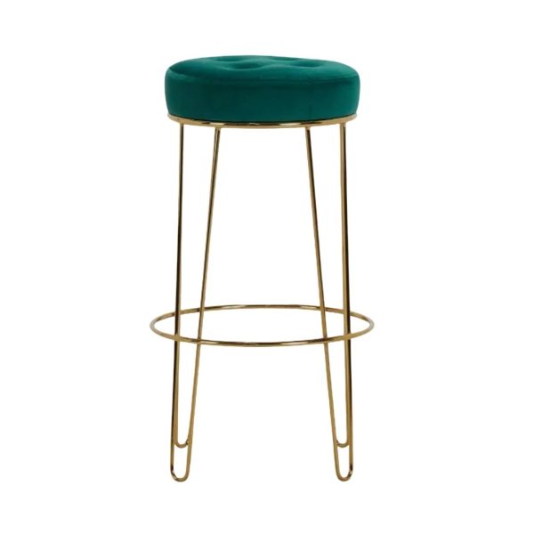 Cayman Dark Green Upholstered Barstool For Discount - Image 3