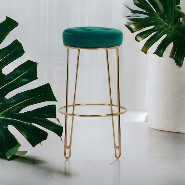 Cayman Dark Green Upholstered Barstool For Discount