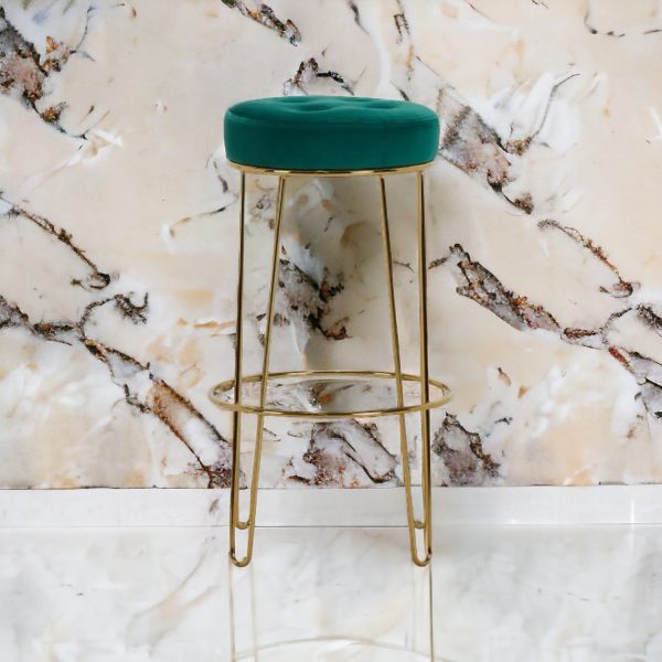 Cayman Dark Green Upholstered Barstool For Discount - Image 2