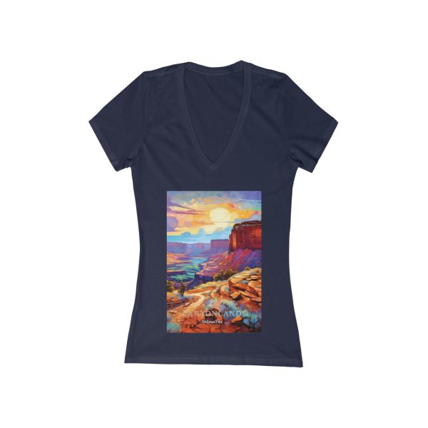 Women s Deep V-Neck T-Shirt - Canyonlands National Park on Sale - Image 3
