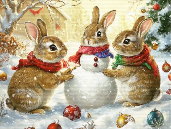 Bunnies Building a Snowman on Sale - Image 5
