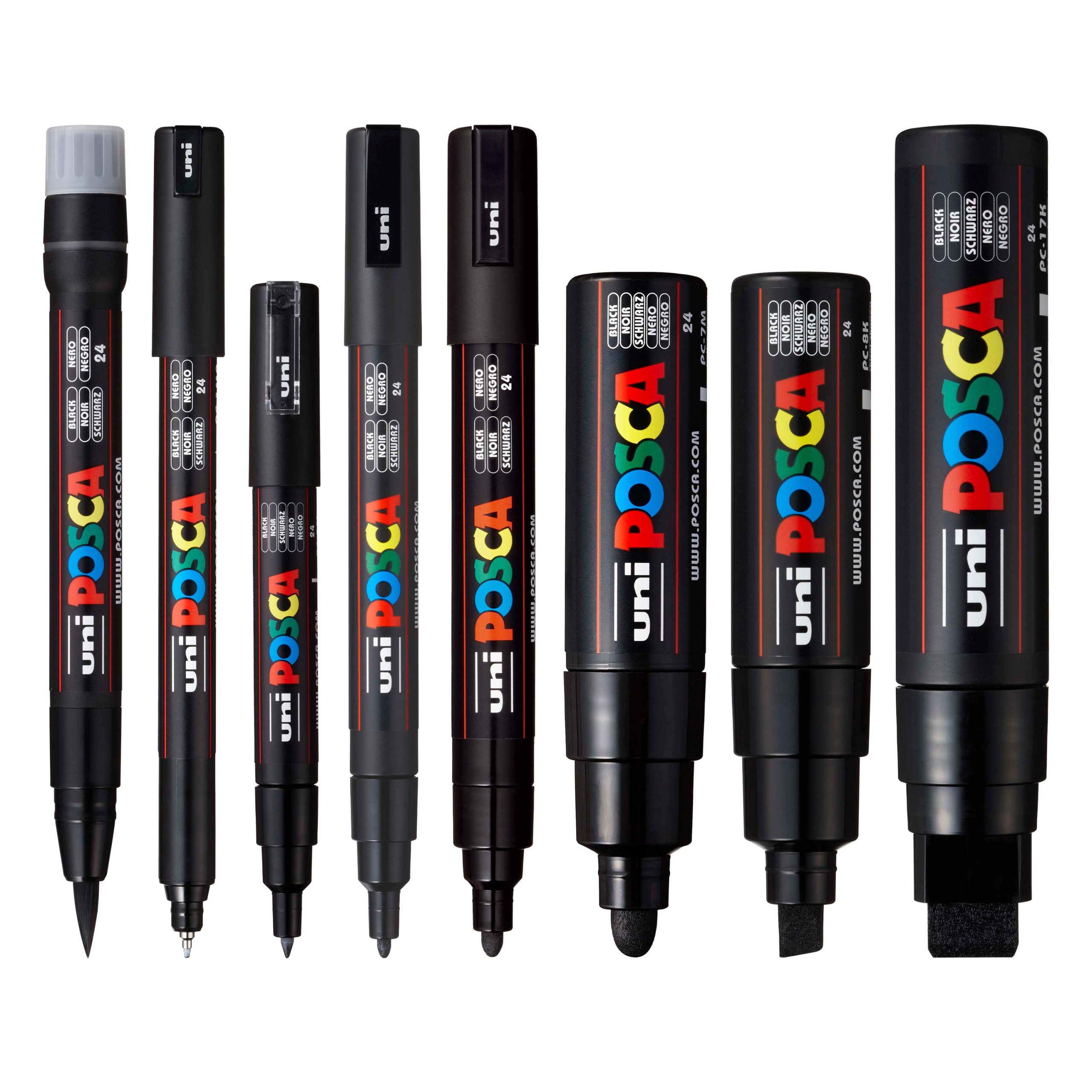 uni® POSCA® PC-MIX, Assorted Black Tips, Water-Based Paint Markers (8 Pack) For Cheap