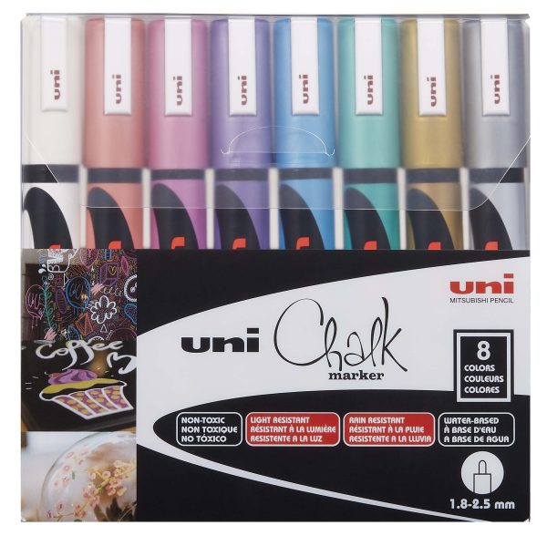uni Chalk Markers, PWE-5K Metallic Medium Tip Marker - 8 Pack Sale