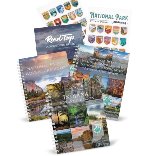 NEW Indiana Adventure Book + National Park + National Parks, National Monuments, and National Historic Sites Combo + 63 Decals + Road Trip Adventure Book Discount