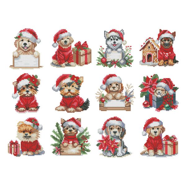 Xmas Puppies Diamond Painting Minis (Set Of 12) Online now - Image 2