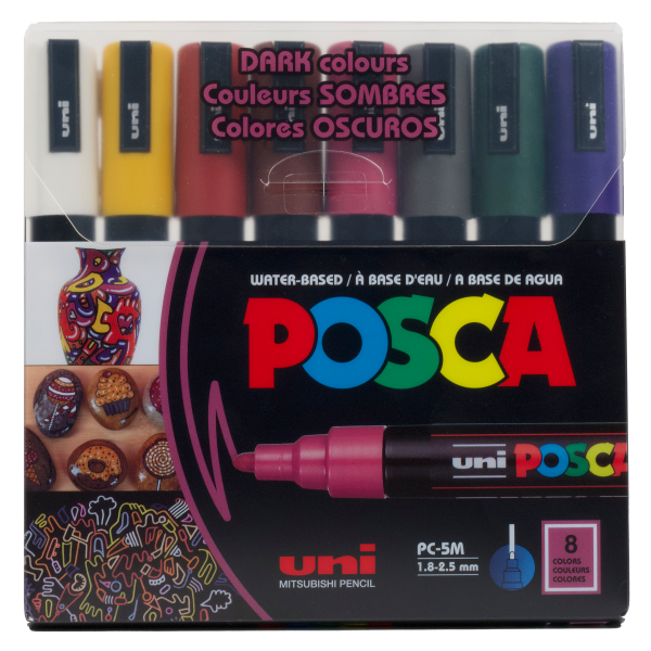 uni® POSCA® PC-5M, Dark Colors Water-Based Paint Markers (8 Pack) For Cheap - Image 2